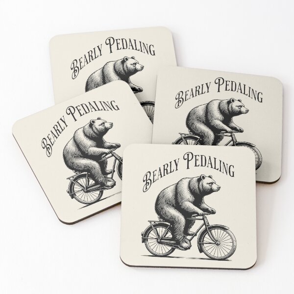 Item preview, Bearly Pedaling Vintage Bear Bicycle – Funny Retro Cycling Animal Design designed and sold by Sachie's Studio.