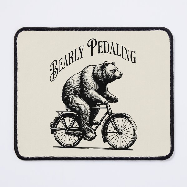 Item preview, Bearly Pedaling Vintage Bear Bicycle – Funny Retro Cycling Animal Design designed and sold by Sachie's Studio.