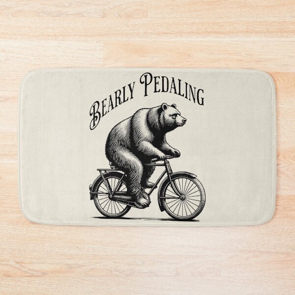 Item preview, Bearly Pedaling Vintage Bear Bicycle – Funny Retro Cycling Animal Design designed and sold by Sachie's Studio.
