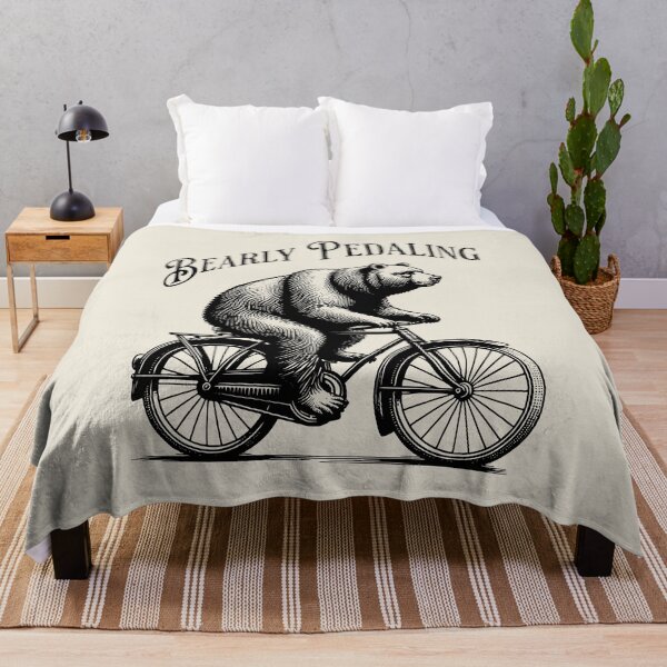 Item preview, Bearly Pedaling Vintage Bear Bicycle – Funny Retro Cycling Animal Design designed and sold by Sachie's Studio.