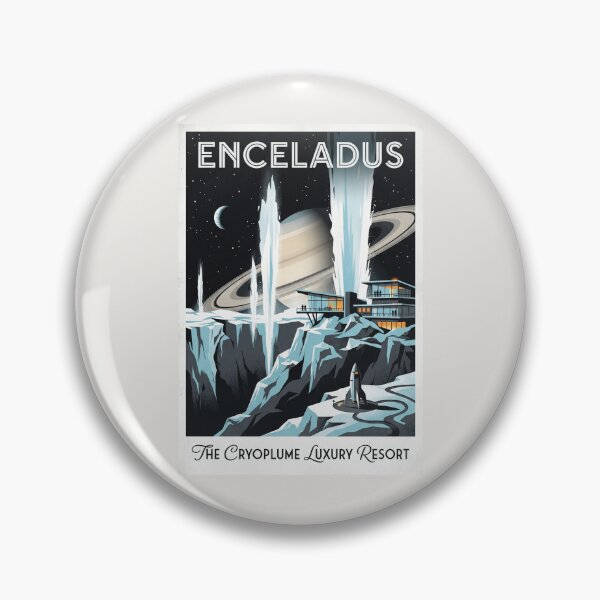 Item preview, Enceladus Retro NASA Travel Poster Ice Geysers designed and sold by RetroRewind Studio.
