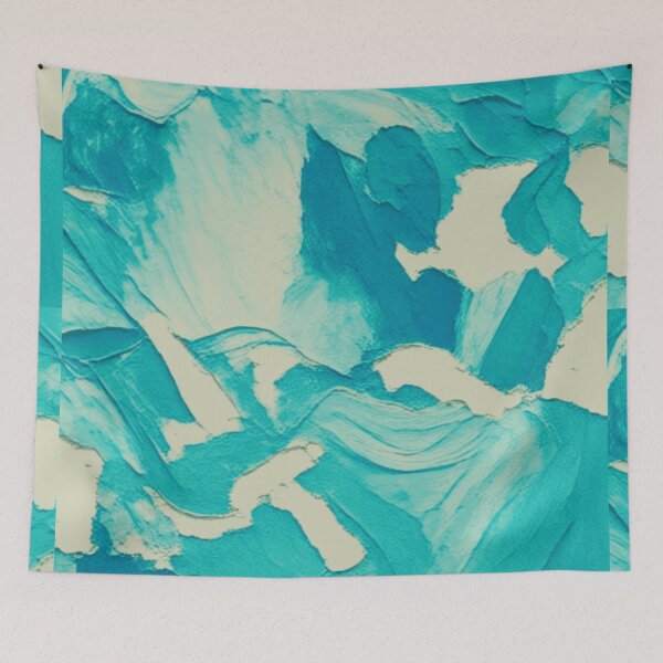 Item preview, Cyan Palette Knife Fluid Abstract Coastal Cream designed and sold by L&L.