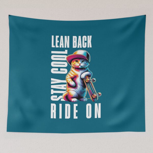 Item preview, Cool Cat Skateboard Vibes – Lean Back Stay Cool Ride On Street Style Cat Design designed and sold by Sachie's Studio.