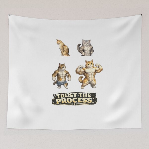Item preview, Trust The Process Funny Gym Cat Transformation Fitness designed and sold by Digistore1221.
