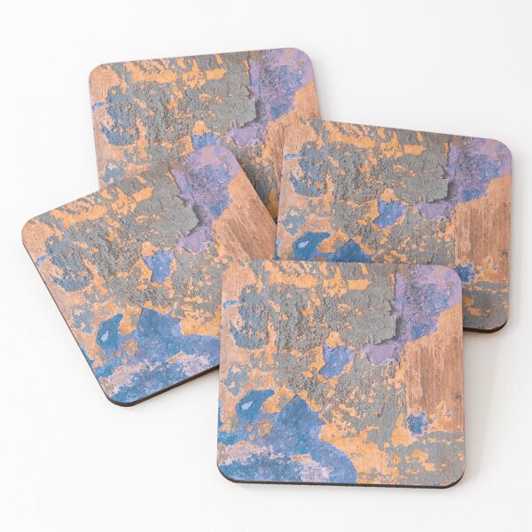 Item preview, Antiqued Fresco Modern Mixed Media Terracotta and Blue Artwork designed and sold by L&L.