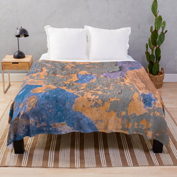 Item preview, Antiqued Fresco Modern Mixed Media Terracotta and Blue Artwork designed and sold by L&L.