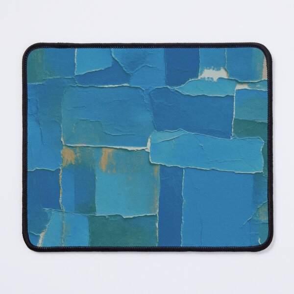 Item preview, Distressed Patchwork Painting Royal Blue and Cerulean Layered Abstract Art designed and sold by L&L.