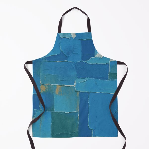 Item preview, Distressed Patchwork Painting Royal Blue and Cerulean Layered Abstract Art designed and sold by L&L.