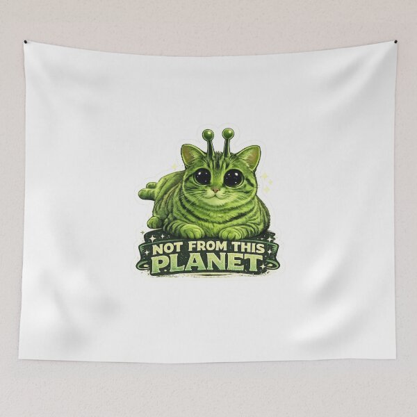 Item preview, Not From This Planet Cute Alien Cat Kawaii Space designed and sold by Digistore1221.