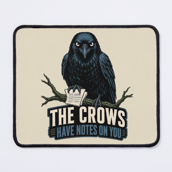 Item preview, The Crows Have Notes On You Retro Crow Tee designed and sold by POD DYNASTY | Original Print On Demand T-Shirt Graphics.