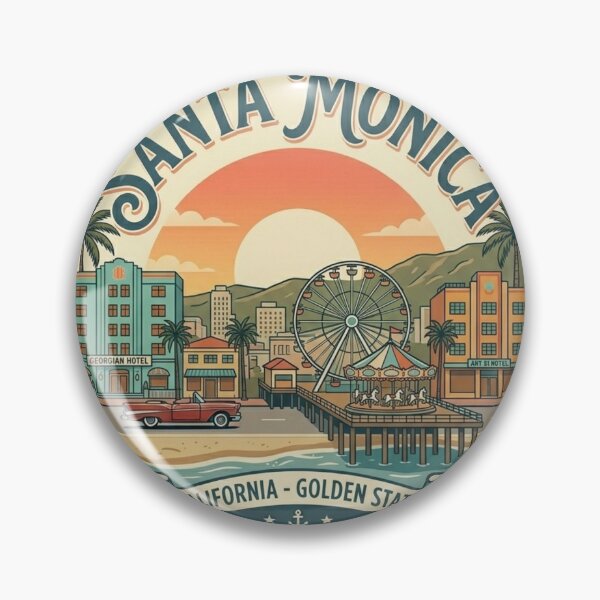 Item preview, Vintage Santa Monica California Historic Pier Retro Badge designed and sold by EverBranz-stor.