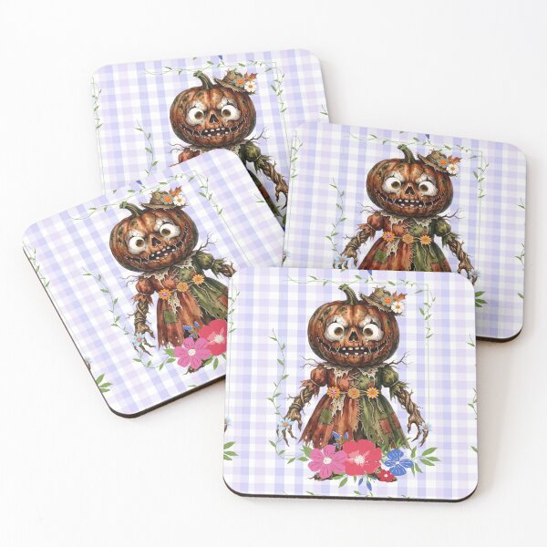 Item preview, Creepy-Cute Halloween Pumpkin Scarecrow Doll Watercolor Illustration designed and sold by VibranPalette.