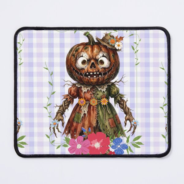 Item preview, Creepy-Cute Halloween Pumpkin Scarecrow Doll Watercolor Illustration designed and sold by VibranPalette.
