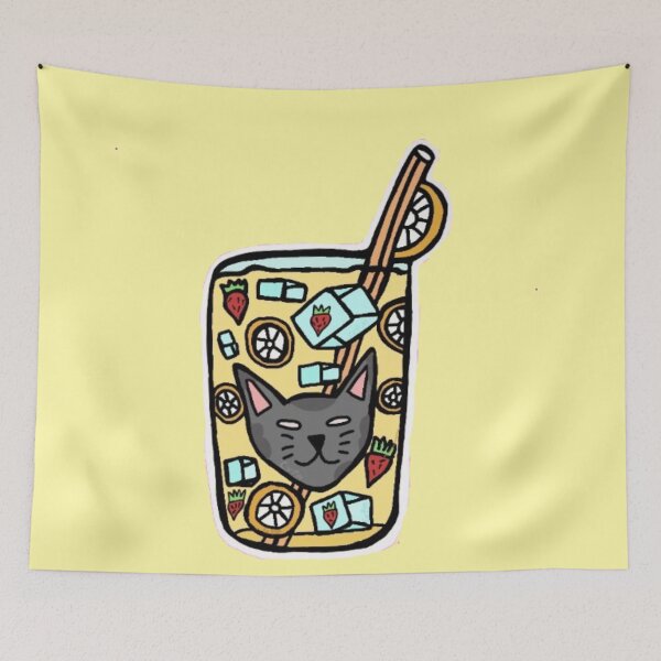 Item preview, Cute Gray Cat Lemonade┃Kawaii Summer Drink Sticker designed and sold by Cherry Prism Designs.