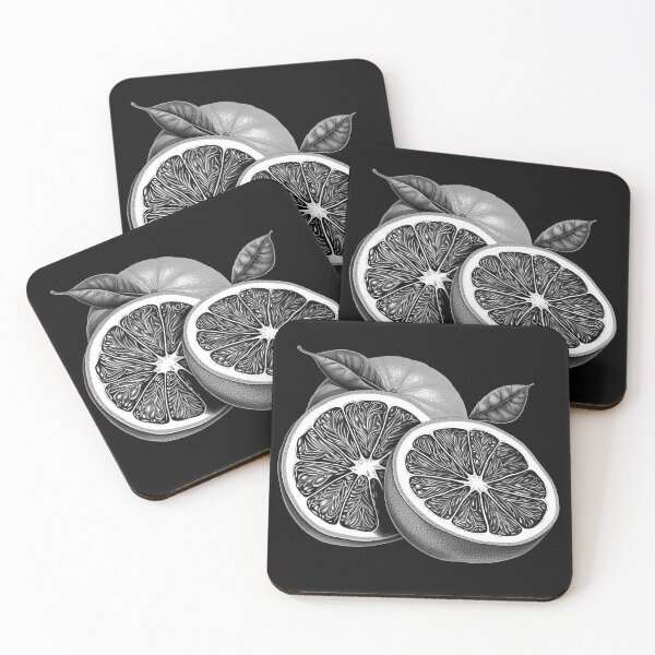 Item preview, Black and White Citrus Fruit Botanical Art designed and sold by inkoutninja.