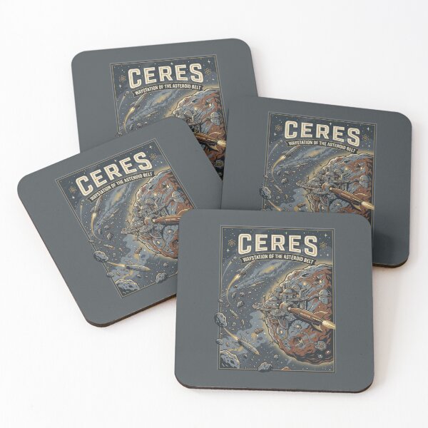 Item preview, Ceres Asteroid Belt Retro NASA Travel Poster Waystation designed and sold by RetroRewind Studio.