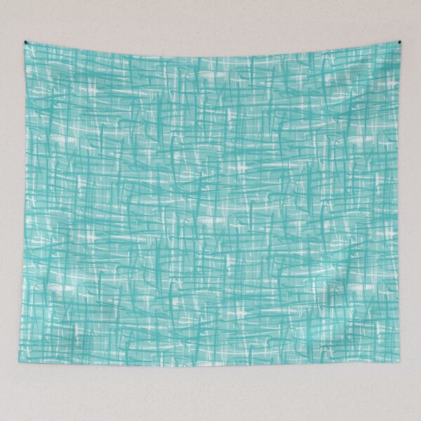 Item preview, Mid Century Modern Abstract Woven Hatch Linework Pattern in Turquoise designed and sold by kierkegaard.