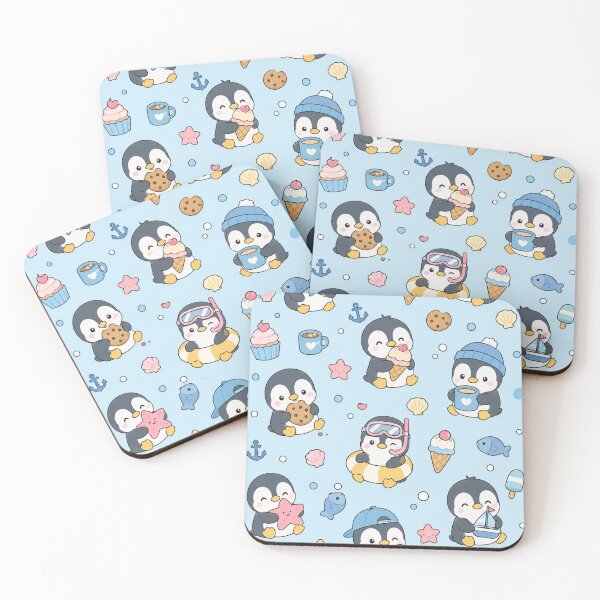 Item preview, Cute Summer Penguin Kawaii Pattern designed and sold by Soft Berry Studio.