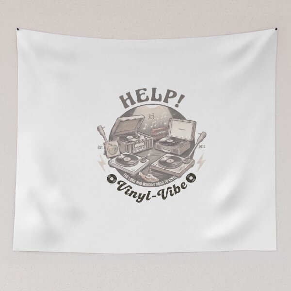 Item preview, Retro 'Help!' Vinyl Records and Beatles Collectibles Emblem designed and sold by Vinyl-Vibe.