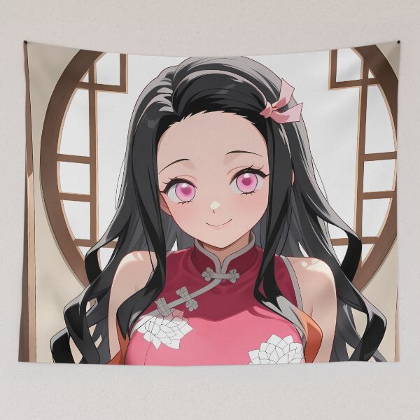 Item preview, Nezuko Kamado Demon Slayer Elegant Qipao Round Window designed and sold by SuperTeamCanada.