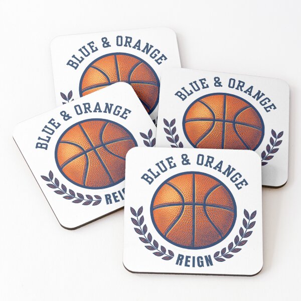 Item preview, Blue and Orange Reign NY Basketball Crown Badge Sticker designed and sold by RedRubyBubble.