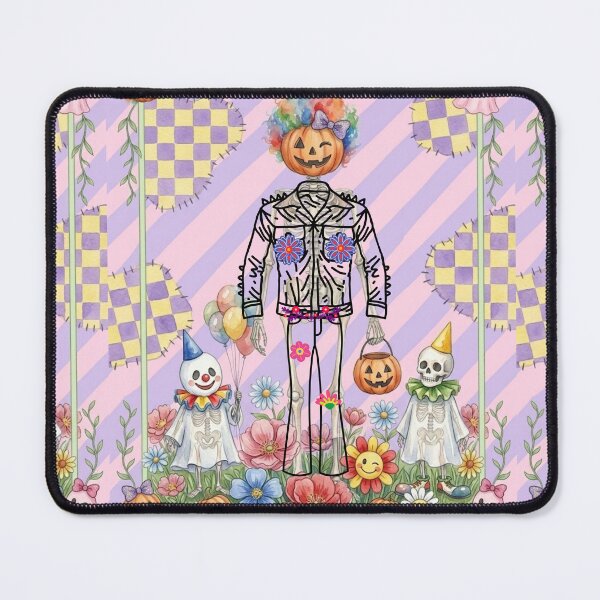 Item preview, Whimsical Halloween Clown and Skeleton Flower Party Watercolor Illustration designed and sold by VibranPalette.