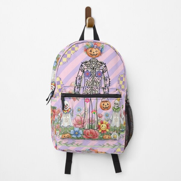 Item preview, Whimsical Halloween Clown and Skeleton Flower Party Watercolor Illustration designed and sold by VibranPalette.