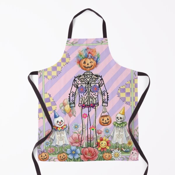 Item preview, Whimsical Halloween Clown and Skeleton Flower Party Watercolor Illustration designed and sold by VibranPalette.