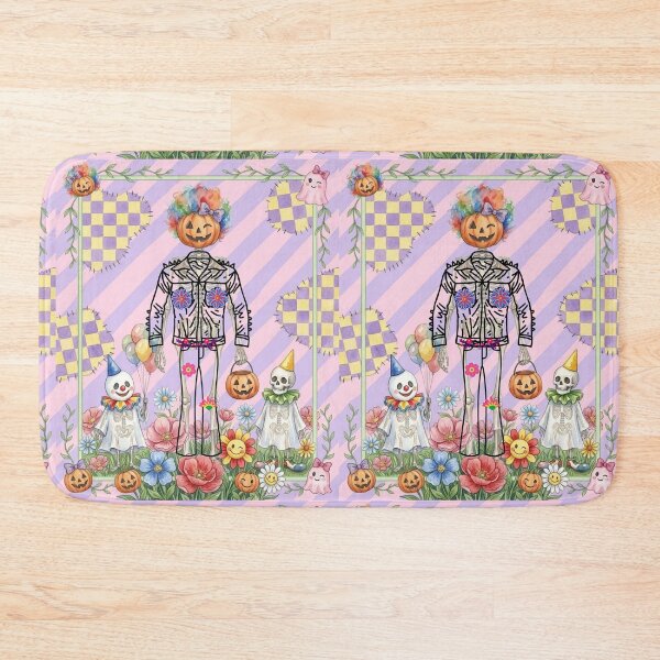 Item preview, Whimsical Halloween Clown and Skeleton Flower Party Watercolor Illustration designed and sold by VibranPalette.