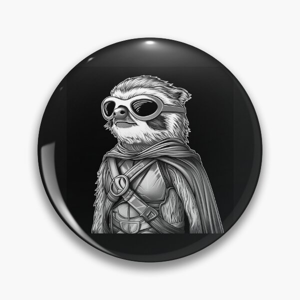 Item preview, Black and White Cool Sloth Superhero Portrait Art designed and sold by inkoutninja.