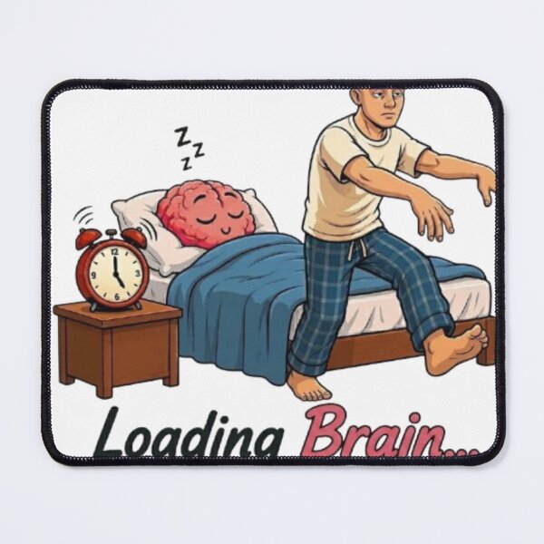 Item preview, Loading Brain Funny Sleepwalking Man Morning Humor Illustration designed and sold by Northern Glow Art.