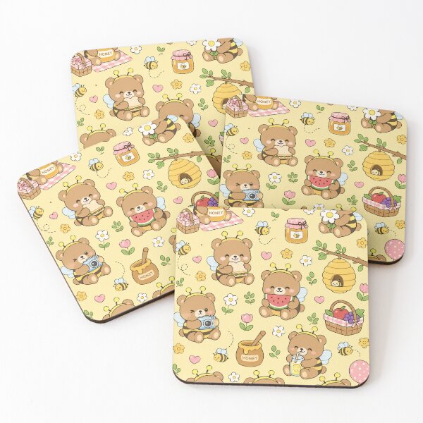 Item preview, Cute Honey Bear Kawaii Pattern designed and sold by Soft Berry Studio.