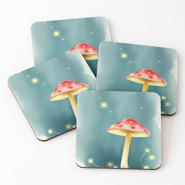 Item preview, Whimsical Glowing Mushroom Watercolor Painting Art designed and sold by Vida e Arte.