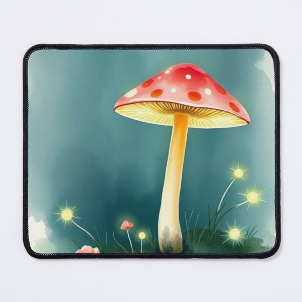 Item preview, Whimsical Glowing Mushroom Watercolor Painting Art designed and sold by Vida e Arte.