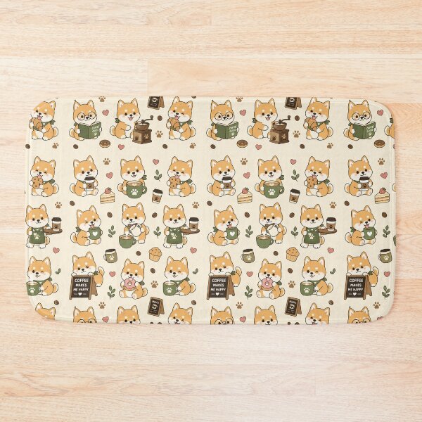Item preview, Cute Coffee Shiba Kawaii Pattern designed and sold by Soft Berry Studio.