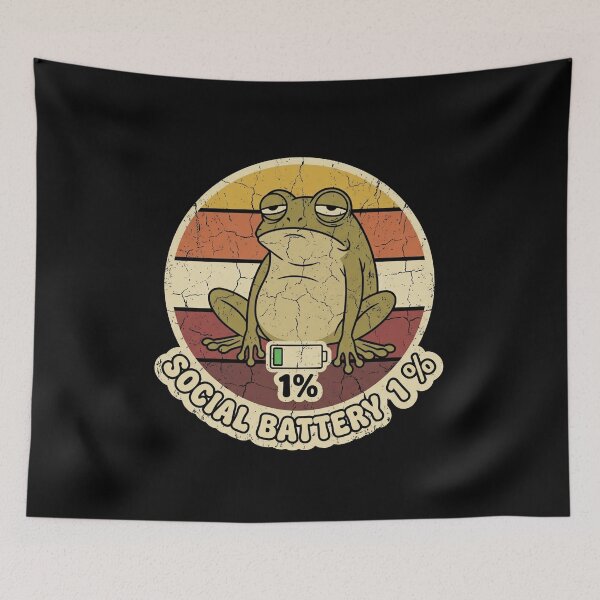 Item preview, Social battery 1%  Cute Frog Meme Design designed and sold by JaiSoftStudio.