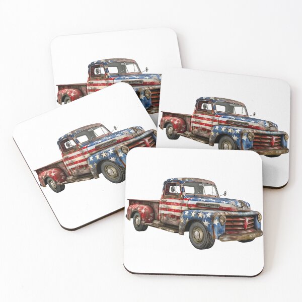 Item preview, Vintage USA Flag Pickup Truck Rustic Distressed Americana designed and sold by NotasCreativa.