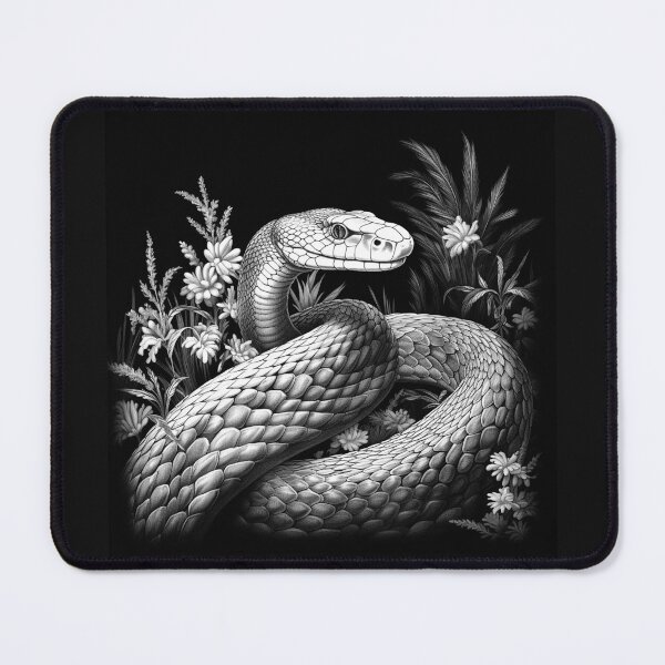 Item preview, Black and White Floral Snake Botanical Art designed and sold by inkoutninja.