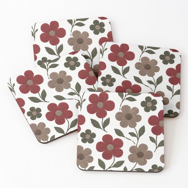 Item preview, Crimson red and taupe flowers  designed and sold by Roxburylane.