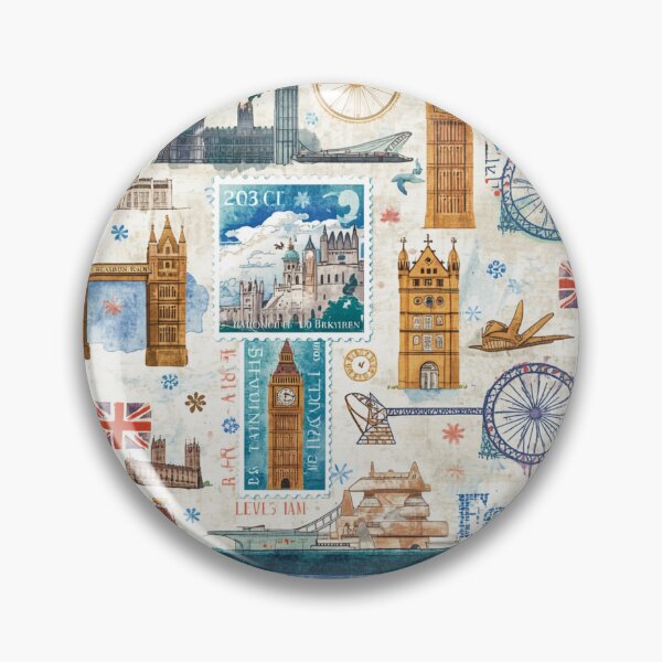 Item preview, Watercolor British Stamp Pattern | Vintage UK Postal Art Design designed and sold by lavanya11.