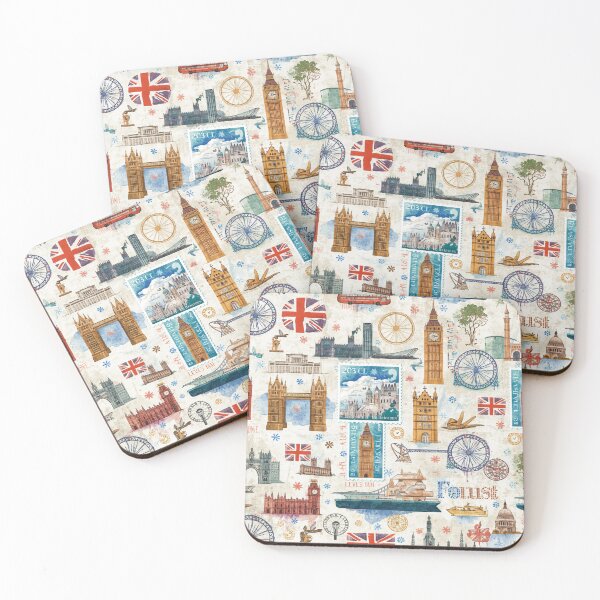 Item preview, Watercolor British Stamp Pattern | Vintage UK Postal Art Design designed and sold by lavanya11.
