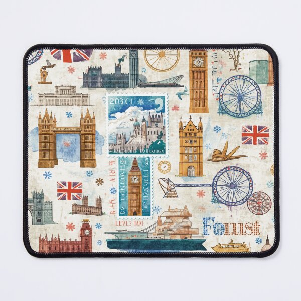 Item preview, Watercolor British Stamp Pattern | Vintage UK Postal Art Design designed and sold by lavanya11.