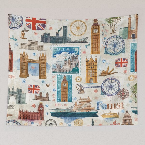 Item preview, Watercolor British Stamp Pattern | Vintage UK Postal Art Design designed and sold by lavanya11.