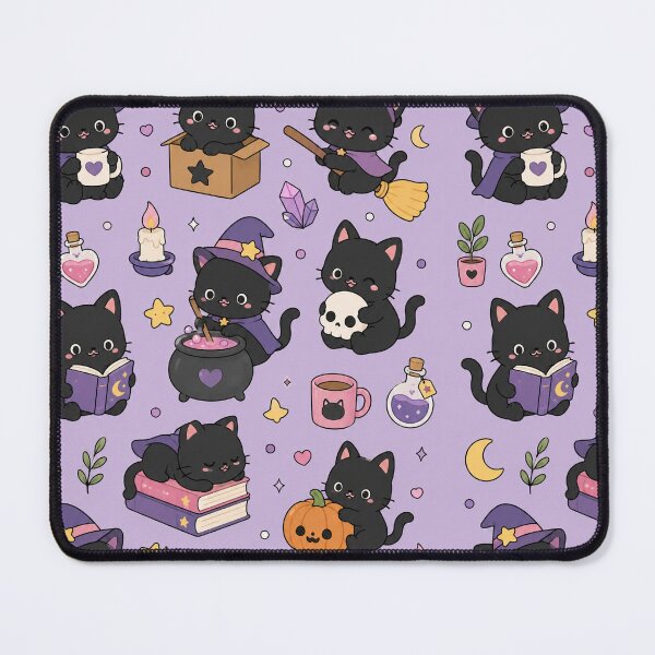 Item preview, Cute Witch Black Cat Kawaii Pattern designed and sold by Soft Berry Studio.