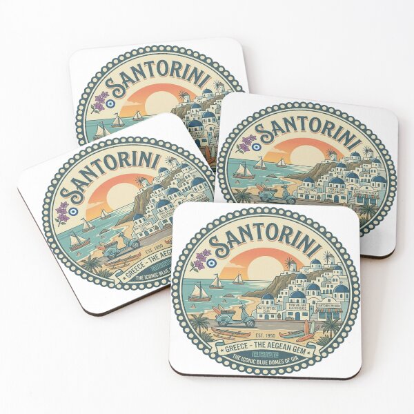 Item preview, Arte de viajes vintage de Santorini, Grecia, Oia, Cúpulas Azules designed and sold by EverBranz-stor.