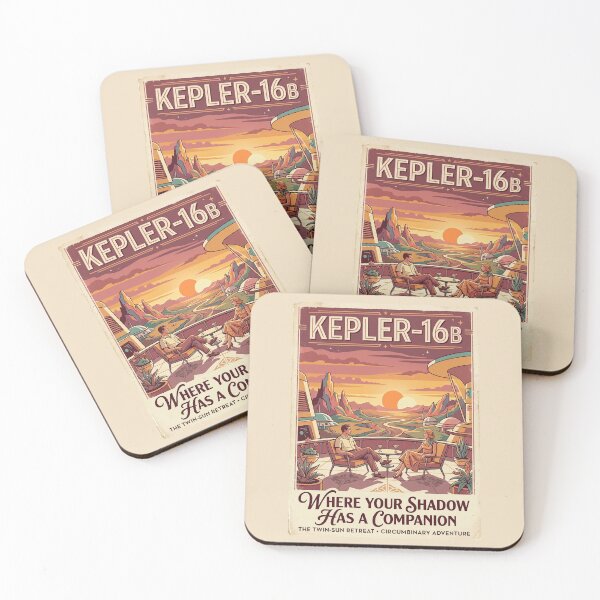 Item preview, Kepler-16b Retro NASA Travel Poster Double Sunset designed and sold by RetroRewind Studio.