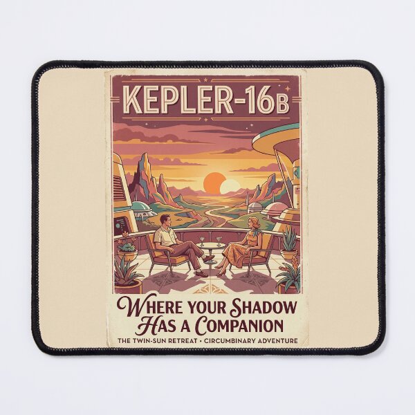 Item preview, Kepler-16b Retro NASA Travel Poster Double Sunset designed and sold by RetroRewind Studio.