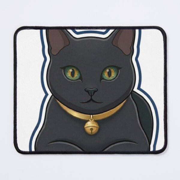 Item preview, Cute Black Cat with Green Eyes and Gold Collar Bell designed and sold by Northern Glow Art.