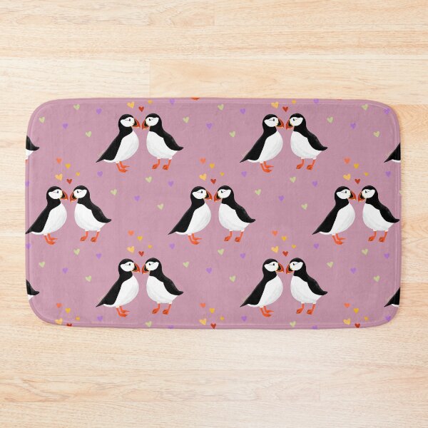 Item preview, Puffins Love Hearts Pattern - pink designed and sold by KarunaDesigns.