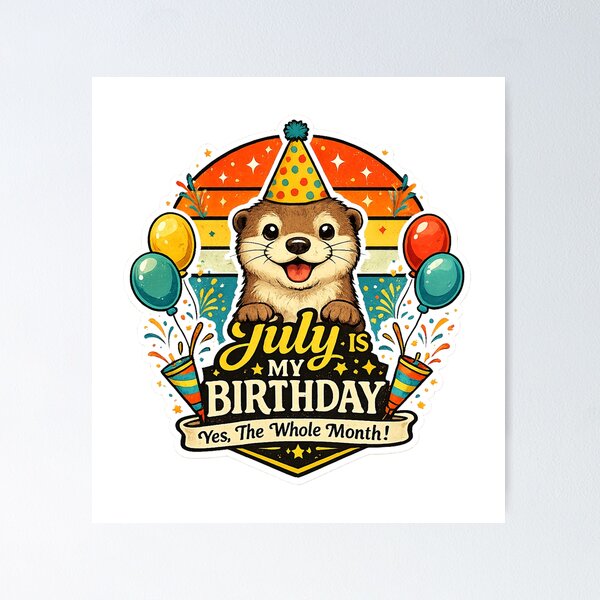 Item preview, Cute Otter Birthday july summer cool designed and sold by QuiteOrbit.